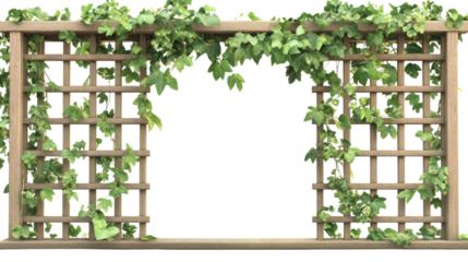 Wood fence and lineage grass on transparent background