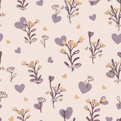 Minimalist Glittering Heart Bliss Seamless Pattern