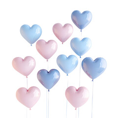 Pastel Heart Balloons Without Background