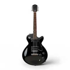 Naklejka premium Black Electric Guitar with Glossy Finish and Straight Neck