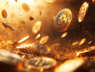 Bitcoin reaching new milestone, all time high. Bitcoins raining from the skies.