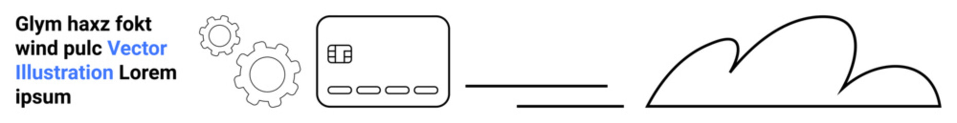 Obraz premium Gears connect to an interface box with lines leading to a cloud. Placeholder text present. Ideal for technology, cloud computing, development, software, innovation, connectivity, digital