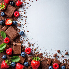 Concept photo of chocolate and berries with space for text