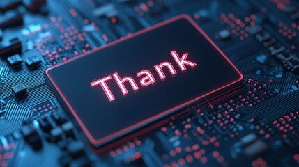 Creative thank-you cards with neon design digital art modern style