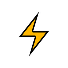 Thunder icon flash electric Charge, Filled Outline Bolt, simple Design, vector illustration