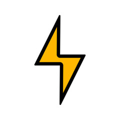Thunder icon flash electric Charge, Filled Outline Bolt, simple Design, vector illustration