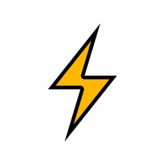 Thunder icon flash electric Charge, Filled Outline Bolt, simple Design, vector illustration