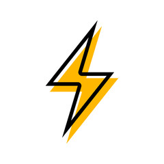 Thunder icon flash electric Charge, Filled Outline Bolt, simple Design, vector illustration