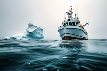 Iceberg and a boat