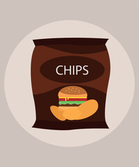 Illustration with Chips at Hamburger Taste
