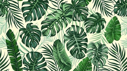A tropical leaf pattern on a light background.