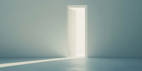 Ajar Door: Light Illuminates New Beginnings and Hope's Promise in Minimalist Room