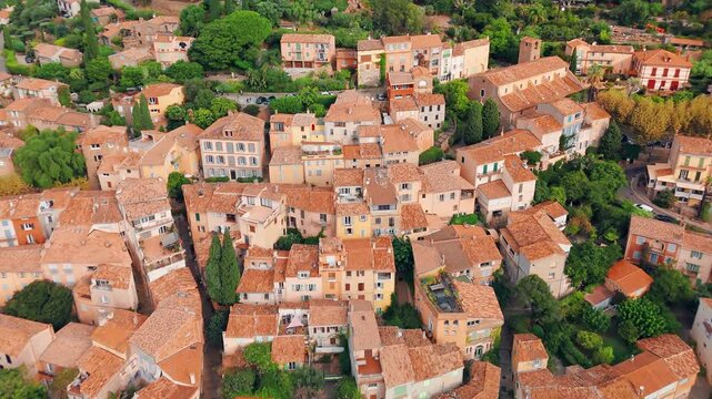 Aerial view of the Bormes les memosas picturesque village, French riviera