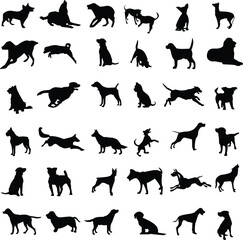 Stylish Black Dog Icon Bundle – High-Quality Silhouettes for Versatile Creative Projects