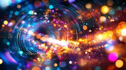 Obraz premium Colorful Abstract Background with Glowing Bokeh Circles and Lights