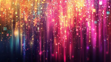 Fototapeta premium Bright colors and sparkling lights cascade in vertical lines, creating a mesmerizing backdrop that adds energy and excitement to any celebration or event