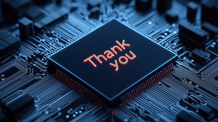 High-tech thank-you cards on dark circuit board design