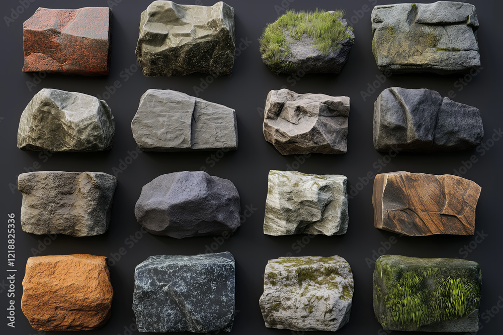Poster realistic rock textures evolving procedurally