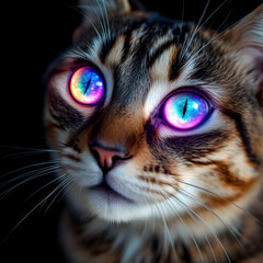 A Striking Portrait of a Cat with Cosmic Eyes Captivating Viewers Across Dimensions