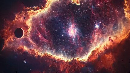 Obraz premium Stunning Cosmic Nebula with Stars and Celestial Bodies in Space