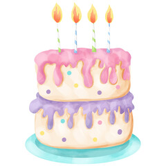 hand painted watercolor birthday cake