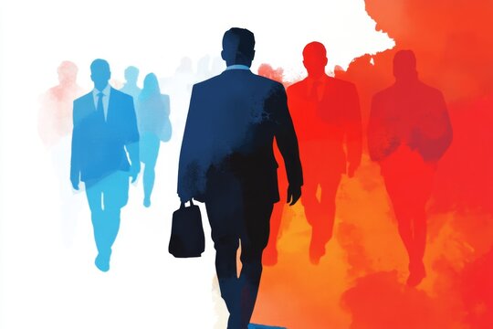 Business professionals in a dynamic urban setting during a busy day at work