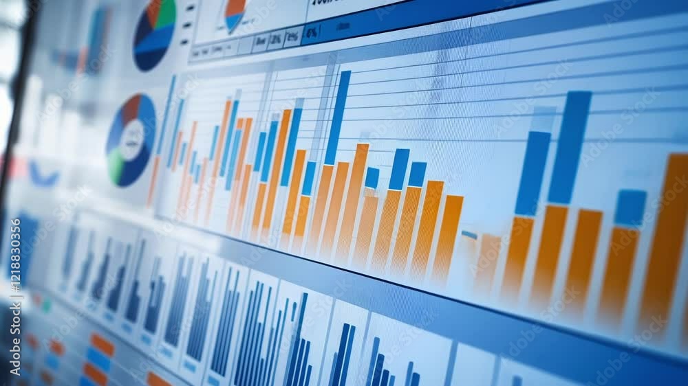 Poster business intelligence dashboard displaying colorful charts and graphs, providing valuable insights f