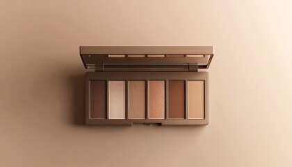 A minimalist eyeshadow palette mockup with sleek, bronze packaging, showcasing an empty canvas for custom branding or makeup product designs.