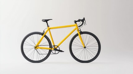 Fototapeta premium Yellow bicycle, studio shot, white background, leisure activity