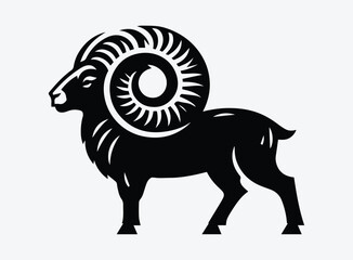 Black Ram Vector Illustration - Symbol of Leadership and Strength