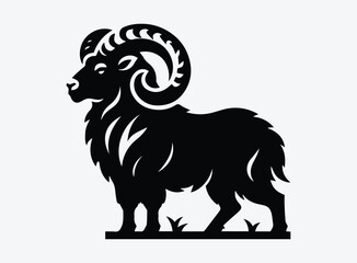 Black Ram Vector Illustration - Symbol of Leadership and Strength