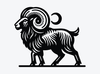 Black Ram Vector Illustration - Symbol of Leadership and Strength