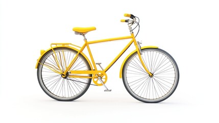 Fototapeta premium Yellow bicycle on white background, studio shot (2)