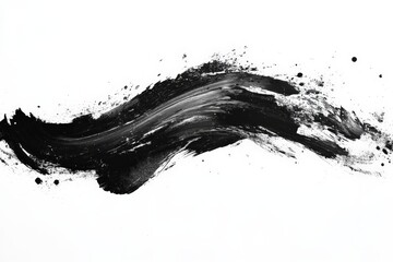 Abstract black brush stroke on white canvas showcasing artistic expression and contrast in modern...