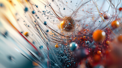 Microchips and Nanotechnology. An abstraction with blurred elements of microchips, wires, and microscopic details, representing nanotechnologies and future computing developments