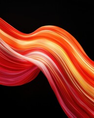 Dynamic flowing light trails in bold red and orange on black background energetic and dramatic visual art