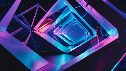 A remarkable visual experience is produced by the fascinating combination of precise geometric shapes and vivid neon colours in Neon Geometry.