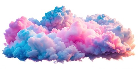 Dreamy pastel pink and blue clouds, isolated PNG, AI-generated, ideal for dreamy backgrounds.