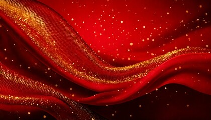 赤い布が舞っているキラキラの背景-1