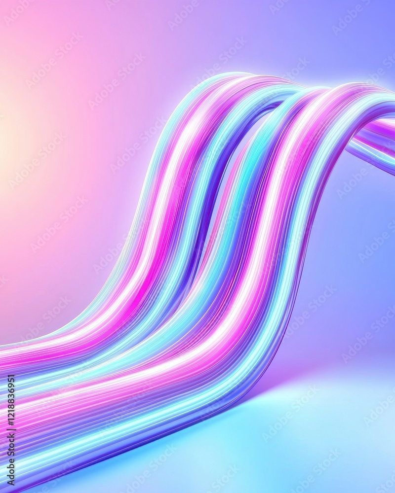 Poster dynamic flowing light streaks on gradient white background serene abstract design soft colorful patt
