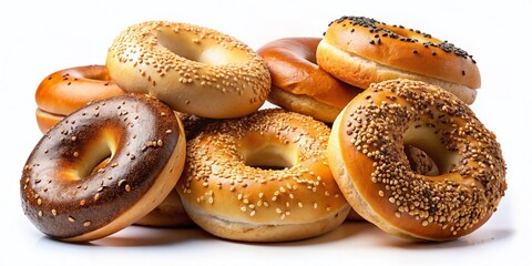 Bagels Isolated on White Background - AI Photo with Copy Space