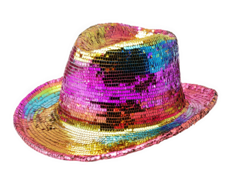 funky disco hat with sequins in vibrant colors, perfect for parties and celebrations. This stylish accessory adds fun touch to any outfit and is ideal for dance events