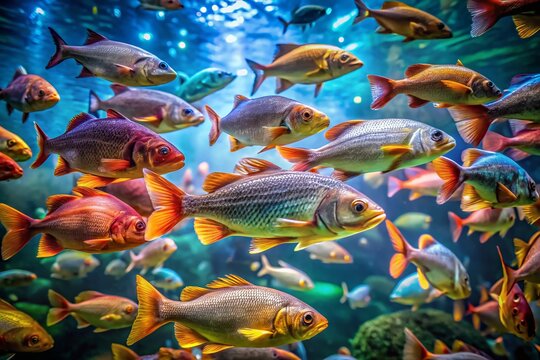 Baikal Omul Aquarium School of Fish Low Light Photography, Irkutsk Scientific Center