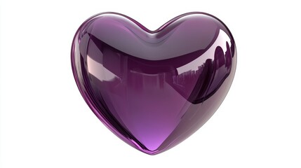 3D purple heart icon on a white background.