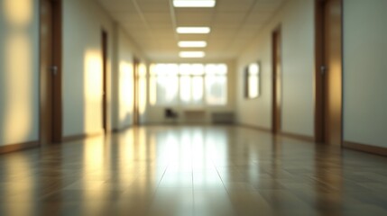 Obraz premium Empty Interior of a Blurred Office Space with Soft Lighting and Quiet Ambiance