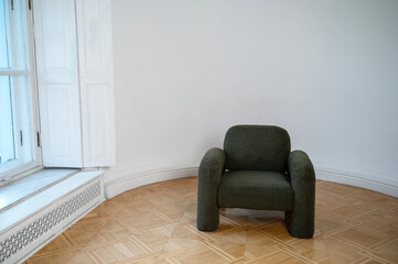 A chair sitting in a room