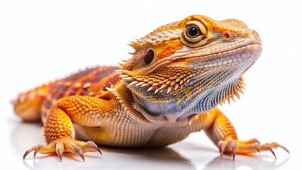 Fototapeta premium Bearded Dragon, Isolated, Food Photography, Narrow Focus, White Background