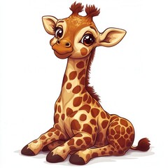 Obraz premium Adorable Cartoon Baby Giraffe Illustration