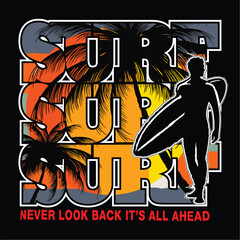 Summer Fun Surfing With Sunset Background