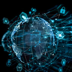 Futuristic Depiction of Global NX Network Security and Encryption Protocols